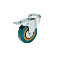 Roda Putar Ringan 3 Inci dengan Rem, Roda Caster PVC Tanpa Poros untuk Troli Furnitur