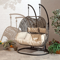 Rotin résistant aux UV étanche oeuf chaise balançoire 2 places extérieur jardin suspendu patio balançoire chaise pour parc et villa