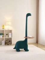 Table basse en bois de hêtre au design artistique en forme d'animal avec éclairage et étagère de rangement pour salon et usage domestique
