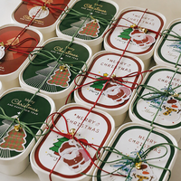 Ensemble de bougies de Noël en cire de soja, en forme d'alien, parfum lavande, faites à la main, aromathérapie, boîte en étain, décoration de maison pour les fêtes, cadeau de fête, OEM