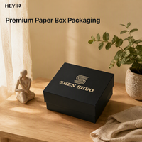 Boîte cadeau rigide à deux pièces avec couvercle et base, insert en mousse personnalisé, logo doré, boîte en carton noir pour montre, bijoux, cosmétiques