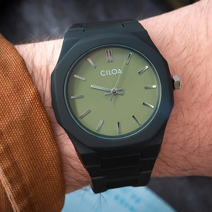 Reloj de Aleación para Hombre CILOA, Diseño Deportivo Verde, 20 mm, Puntero Simple, Resistente al Agua, Movimiento de Cuarzo, Alta Calidad, Personalizable, Regalo - Product Image 2