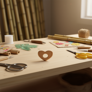 Accessorio in legno a forma di cuore ILAN 60x75mm per lavori artigianali - Product Image 2