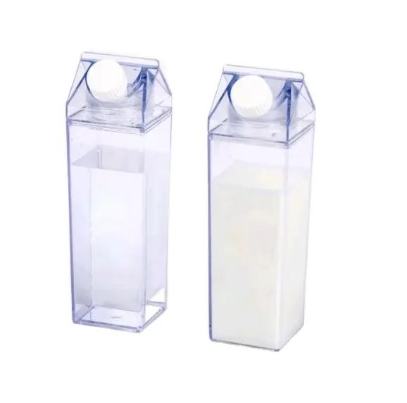 Bpa Gratis Melkpak Vormige 500Ml Vierkante Plastic Flessen 1000Ml Voor Buiten Sport Drinken