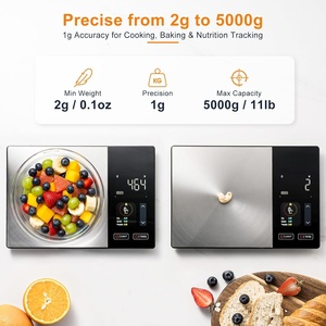เครื่องชั่งอาหารดิจิตอลอัจฉริยะพร้อมจอ LCD แสดงผลแบบแอพพลิเคชั่น วัดแคลอรี่และสารอาหาร ใช้แบตเตอรี่ AAA ปิดอัตโนมัติ ลดราคาพิเศษ - Product Image 2