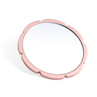 Miroir de poche en métal rose émaillé doux, motif fleur unique, tendance