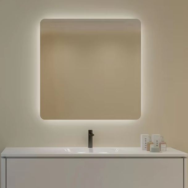 Wholesale Modern Smart Illuminated Backlit Salon Villa Bathroom Wall Hung Makeup Anti-fog Touch Switch Hotel LED Square Mirrors