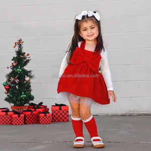 Disfraces de Navidad para niñas, vestido de malla con tutú y lazo, para Festival, Santa, 2023