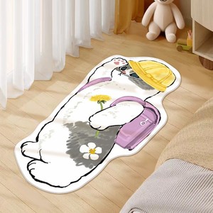 Alfombra de dormitorio con diseño de gato de dibujos animados, alfombra de felpa antideslizante con forma novedosa para habitación de niños, dormitorio, cocina, baño, entrada, balcón - Product Image 1