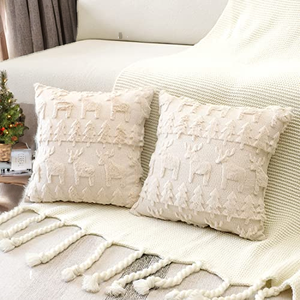 Housse de coussin carrée en coton à motif sapin de Noël, 45x45cm, en peluche, pour canapé, vente en gros d'usine - Product Image 2