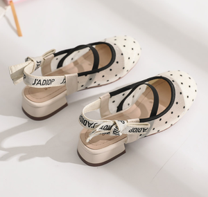 Sandales d'été tendance à pois en maille, sandales princesse à bout fermé pour filles - Product Image 5