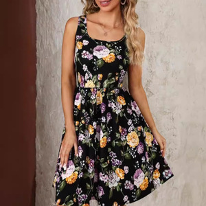 2025 mujeres europeas americanas sin mangas cuello Patchwork estampado chaleco vestido de <span class=keywords><strong>fiesta</strong></span> de verano para <span class=keywords><strong>Amazon</strong></span> Comercio exterior transfronterizo - Product Image 4