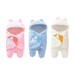 Wholesale Warm Velour Newborn Baby Sleeping Bag for Winter Baby Swaddling Blanket