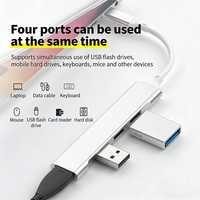 Hub USB 4 ports en alliage d'aluminium, station d'accueil, convertisseur double tête 1 port 3.0 + 3 ports 2.0 Type-C+USB 2 en 1 double tête