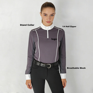 Camiseta polo ecuestre de manga larga para mujer, capa base única de ARLAN para equitación. - Product Image 1