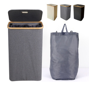ตะกร้าผ้าแบบพับได้พร้อมฝาปิด สำหรับจัดเก็บผ้า ซักผ้า ขายส่ง - Product Image 1