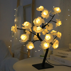Wholesale LED Red Rose <b>Tree</b> Night Light <b>Plastic</b> Fairy Flower Table Lamp for Home Party Christmas Wedding Bedroom Decoration Gift - Product Image 2