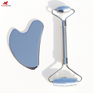 Stainless Steel Facial Gua Sha Board Set with Double Rollers for Eye Lifting and <b>Massage</b> for Home Use GZ RTS Bulk Mixed Order - Product Image 1