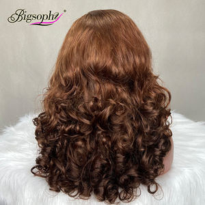 # Peluca de Cabello Humano Virgen 4 Funmi SDD, Color Marrón Chocolate, 16 Pulgadas, Rizado y Voluminoso, 13x4, Parte Libre, Encaje Frontal Transparente, 350% de Densidad - Product Image 3