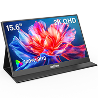 Monitor Portátil de 15.6 Pulgadas 2K QHD HDR FreeSync 100 SRGB con Pantalla Mate y Cubierta Inteligente de Cuero PU Resistente a Arañazos