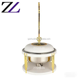 Tapa de gancho colgante de gran tamaño de 10L, juego de servicio de catering de Buffet de caligrafía árabe Blanca Dorada, platos de Cheffing ejecutivos para bodas - Product Image 4