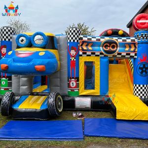 Château gonflable multifonctionnel sur le thème des voitures de course, combo et gonflables avec matériau en PVC, installation facile, capacité maximale de 5 à 10 personnes, en vente - Product Image 3