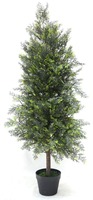 Cycar artificiel au toucher réaliste, arbres vert, cèdre avec coffre en bois naturel