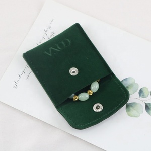 Green Velvet Jewelry <b>Envelope</b> Pouch Faux Suede <b>Gift</b> Wrapping Jewelry Packaging Bags with logo for Jewelry - Product Image 3