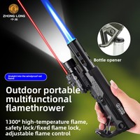 Briquet torche tactique d'extérieur multifonction avec laser et lampe LED, verrou de sécurité, ouvre-bouteille, rechargeable, réglable