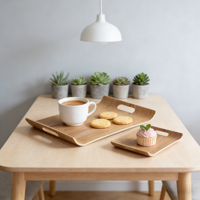 Plateau de service rectangulaire en bois de saule courbé, grande taille, avec poignées, pour hôtels et restaurants – Vente directe usine
