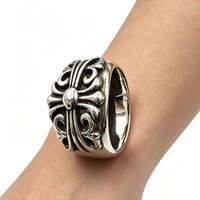 Bague de créateur rétro couleur antique, design unique, motif croix et fleur, bague sculptée pour homme, bijoux unisexes
