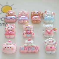 Figurine en résine Mini Ours Chat Chien à Grandes Oreilles, Faite à la main, Écologique, pour la création de pinces à cheveux en gel crème, bijoux en corde, modèles de Noël DIY, Vente en gros