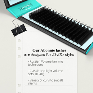 Abonnie Dark Fluffy Extensions de cils individuels 0.02 0.03 0.05 0.07 Private Label Volume Cils C D CC DD J U L M Plateaux de volume - Product Image 5