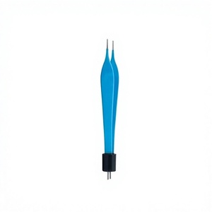 Pinzas Bipolares Adson Reutilizables de Plástico y Reconstrucción, con Encaje Europeo, Puntas de Aleación Plateada con Recubrimiento Azul, Pinzas para Reparación de Nervios - Product Image 1