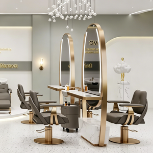 Nuevo Espejo LED Ovalado para Salón de Belleza, Conjunto de Silla de Estilista, Muebles de Salón con Espejo de Maquillaje para Peluquería - Product Image 4