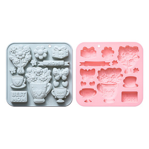 แม่พิมพ์เค้กซิลิโคนกันติดรูปช่อดอกไม้สำหรับเทศกาล เกรดอาหาร ใช้ซ้ำได้ แม่พิมพ์ซิลิโคนน่ารักแบบแม่เหล็กสำหรับทำช็อกโกแลต ลูกอม และน้ำแข็ง DIY - Product Image 1