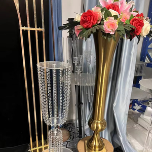 Décoration <span class=keywords><strong>de</strong></span> mariage, grand vase en métal <span class=keywords><strong>blanc</strong></span> <span class=keywords><strong>argent</strong></span>é, grand vase à fleurs en forme <span class=keywords><strong>de</strong></span> trompette doré <span class=keywords><strong>et</strong></span> noir, support <span class=keywords><strong>de</strong></span> vase, <span class=keywords><strong>centre</strong></span> <span class=keywords><strong>de</strong></span> <span class=keywords><strong>table</strong></span> - Product Image 5