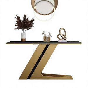 Mesa Consola Moderna de Metal con Base de Trípode y Tapa de Mármol, Mueble Contemporáneo para Entrada o Sala de Estar - Product Image 1