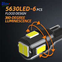 Ampoules LED intérieures de voiture T10 W5W Canbus sans erreur, super lumineuses, pour lecture et plaque d'immatriculation, 12V 5630 6SMD, vente en gros