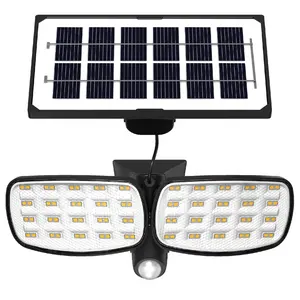 Luces solares para exteriores 60 LED Luces de pared con energía solar con sensor de movimiento Focos de doble cabeza IP65 Luz de movimiento solar impermeable