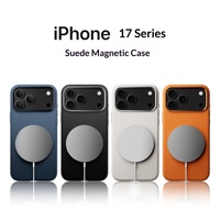 Casing Ponsel Kulit PU Premium Magnetik Mendukung Pengisian Daya Nirkabel Anti Benturan untuk iPhone 17 Pro Max 17 Air Minimalis