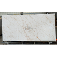 Dalle de pierre frittée MT Stone Cream White avec fines veines orange pour revêtement mural intérieur de villa
