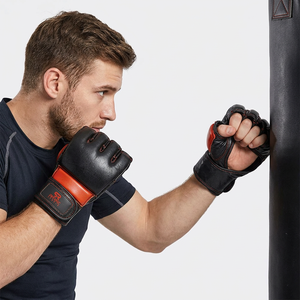 Guantes de MMA de Cuero al Por Mayor con Cierre de Velcro de Medio Dedo para Hombres, Entrenamiento de Artes Marciales - Product Image 1
