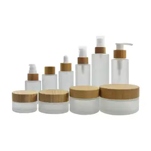 Emballage-Envase de vidrio esmerilado para cuidado de la piel, Etiqueta Privada para cosméticos, bajo nivel de protección, con tapa