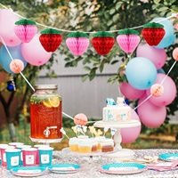 Décorations de fête en papier de soie motif fraise pour 1er anniversaire, baby shower, mariage, Pâques - Premier anniversaire et baby shower