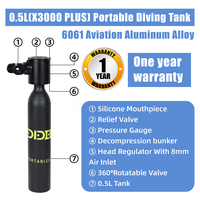 Tanque de Buceo de Aluminio Negro de 0.5L, Certificado por DOT CE y EPA/EEC, Modelo X3000 de Alta Presión de 20MPa, para Buceo de 5-10 Minutos