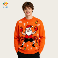 AJB Nouvelle Arrivée Pull de Noël Homme Moche et Original en Coton Respirant à Col Rond pour l'Hiver, Motif Graphique Tricoté, Idéal pour les Fêtes