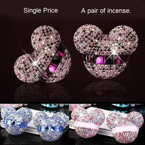 Tête de dessin animé créative pince à parfum pour évent de voiture avec strass solide intérieur voiture climatisation suspendus décoration ornement - Product Image 3