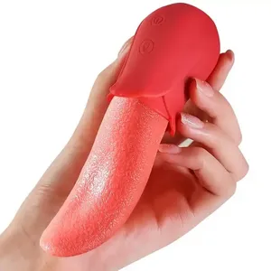 10 Vibración Clítoris Lamiendo Vibrador Pezón Clítoris Rosa Lengua Juguete sexual Oral Lamiendo Lengua larga Vibrador para mujeres Orgasmo