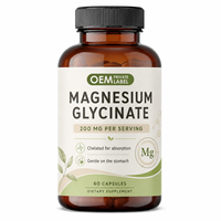 Capsules de glycinate de magnésium en marque privée pour adultes, soutien du sommeil, du système immunitaire et du système nerveux, complément complexe de magnésium